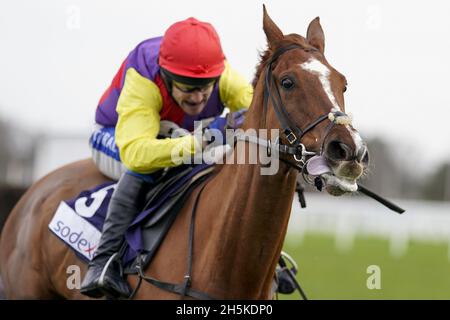 Datei-Foto vom 20-02-2021 von Tom Scudamore Reiten Remastered klar der letzte, der die Bateaux London Reynoldstown Novizen' Chase auf Ascot Racecourse gewinnen. David Pipe berichtet, dass Remastered Ende des Monats für die Ladbrokes Trophy in Newbury angesetzt sein wird, solange der Boden nach einem ermutigenden Saisondebüt geeignet ist. Ausgabedatum: Mittwoch, 10. November 2021. Stockfoto