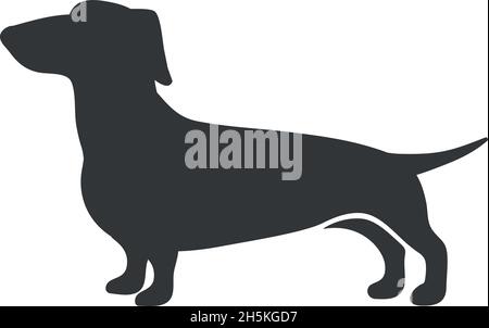 Dackel-Silhouette. Wurstjagd Hunderasse, Dackel lang Größe, Teckel Hund Begleiter, Vektor-Symbol isoliert auf weißem Hintergrund Stock Vektor