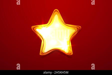 Realistischer goldener Stern. Goldfarbenes dekoratives Designelement. Achievement- oder Bewertungszeichen. Vektorgrafik Stock Vektor