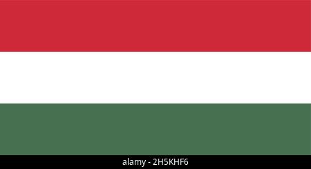 Nationalflagge Ungarn, horizontales Triband aus rot, weiß und grün Stock Vektor