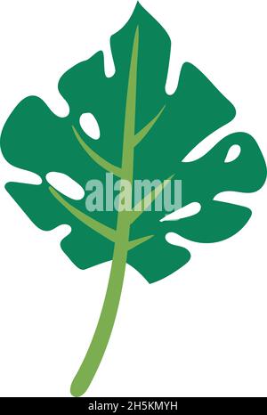 Grünes Farnblatt Cartoon flach Design-Stil auf weiß. Grüner Laubbaum, Naturpalme, Vektor natürliches Sommer-Illustrationselement Stock Vektor