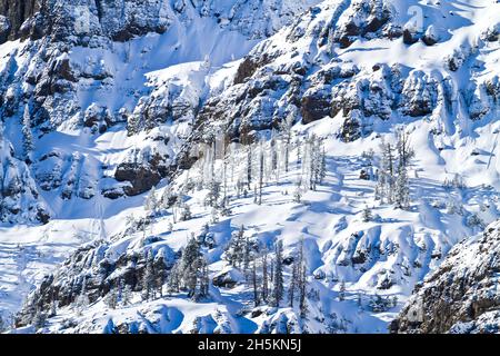 Verschneite Landschaft des Absoroka Bereichs. Stockfoto