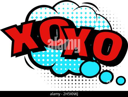 XO xo Blase, lustige Emotion und Ausdruck für Comic-Buch. Vektor xo xo Bubble Design, Icon Art Cartoon Illustration Stock Vektor