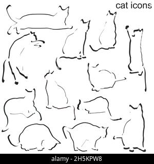 Reihe von Katzen icons Stock Vektor