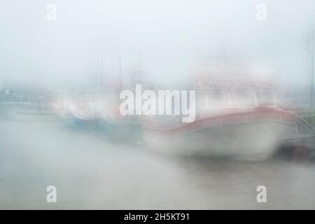 Lange Linienschleppnetzer dockten an, Miscou Island, New Brunswick NB, Kanada Stockfoto