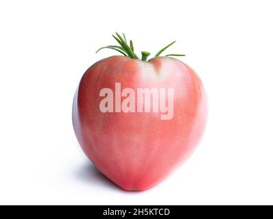 Große herzförmige Tomate isoliert auf weiß Stockfoto