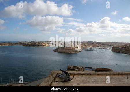 Blick auf Fort St. Angelo in Valletta, Malta Stockfoto