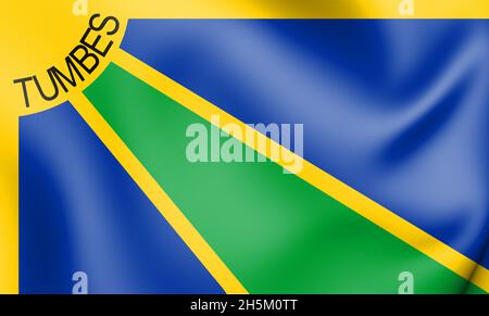 3D-Flagge von Tumbes (Provinz Tumbes), Peru. 3D-Illustration. Stockfoto