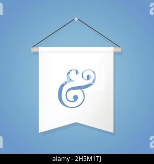 Wimpel-Illustration mit Ampersand-Zeichen. Vektorgrafik, flaches Design Stock Vektor
