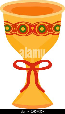 Goldenes Kelchsymbol. Gold Cup, flacher Style. Weinkelch isoliert auf weißem Hintergrund. Chalice-Logo. Vektorgrafik Stock Vektor