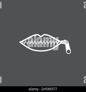 Lippen mit Reißverschluss. Frauenmund mit Reißverschluss schließen die Lippen geschlossen. Konzept von Shut Up, Keeping Quiet. Vektorgrafik, flaches Design Stock Vektor
