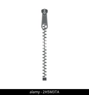 Reißverschluss mit Symbolen. RV-Verschluss. Geschlossener Reißverschluss. Befestigungselement. Vektorgrafik Stock Vektor