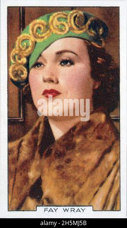 Die Sammlerkarte aus einem Set mit dem Titel Portraits of Famous Stars featuring Fay Wray wurde von Gallaher Ltd. Aus Großbritannien ausgegeben. Stockfoto