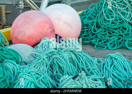 Spiralseil auf dem Kai, Twillingate, Neufundland und Labrador NL, Kanada Stockfoto