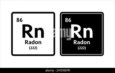 Radon-Symbol. Chemisches Element des Periodensystems. Vektorgrafik. Stock Vektor