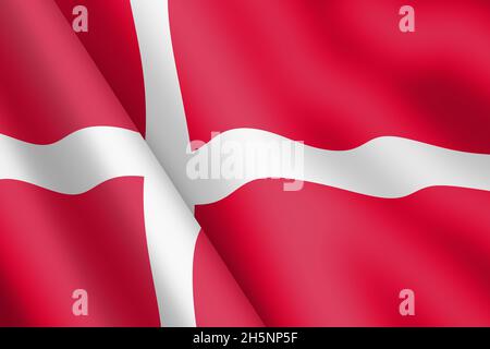 Dänemark winkende Flagge 3d-Illustration Wind Welligkeit Stockfoto