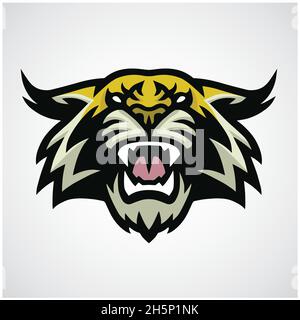 Lynx Wildcat Bobcat Tiger Big Cat Logo Maskottchen Vektor-Illustration Stock Vektor