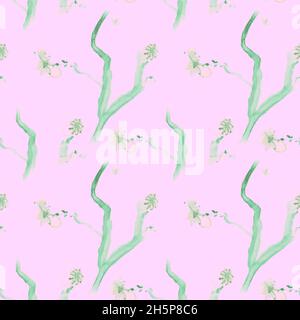 Chinesische Blumen. Nahtlose Sakura-Illustration. Stockfoto