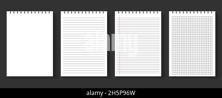 Leeres Notizbuch, Papierblätter eingestellt Stock Vektor