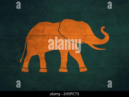 Minimalistisches Design des Elefanten beliebten indischen Symbol. Starke Farbe und moderne Grafiken machen mit Vintage-Stil. Poster für Print, Katalog und Anzeigen Stockfoto