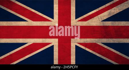 britische Nationalflagge mit berühmten. Reich und bunt und Grafiken mit altmodischen Stil. Poster für Druck, Flyer und Publizieren Stockfoto