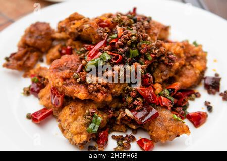 Salz und Pfeffer Chili Soft Shell Krabbe, Nahaufnahme Stockfoto