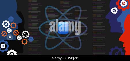 Data Science Konzept der Programmierung Coding Algorithmus Lösung Problem Symbol Kopf und Getriebe Stock Vektor