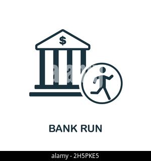 Symbol „Bank Run“. Monochromes Schild aus der Sammlung Wirtschaftskrise. Creative Bank Run Icon Illustration für Webdesign, Infografiken und mehr Stock Vektor