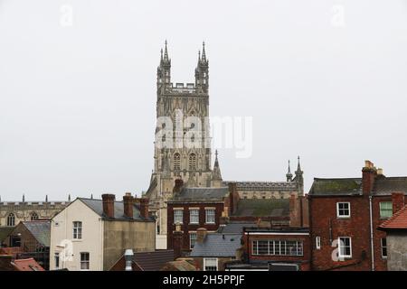 Blick auf die Skyline von Gloucester Blick nach Osten zum Gloucester Cathedral Tower Bild von Antony Thompson - Thousand Word Media, KEINE VERKÄUFE, KEINE SYNDICS Stockfoto