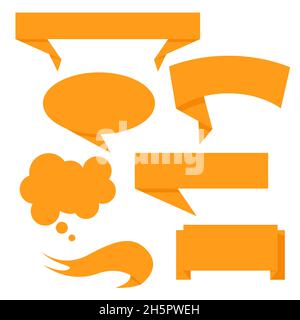 Band Etiketten Vektor isolierte Dekoration, Bänder flach gesetzt. Sammlung von Tags kreative Konzept auf weißem Hintergrund. Stock Vektor