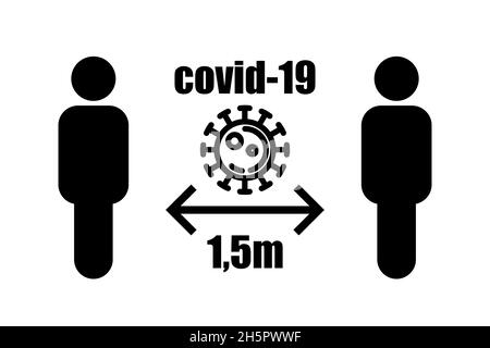 Covid-19 soziale Distanz, Coronavirus persönliche Quarantäne Vektor isolierte schützende Illustration. Stock Vektor