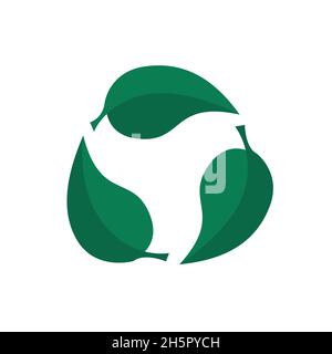 Öko biologisch abbaubare natürliche Blätter Vektor grün Recycling-Konzept, Ökologie Recycling Blatt Symbol isolierte Illustration Stock Vektor