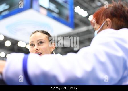 Lucrezia BECCARI, Italien, während des Trainings beim ISU Grand Prix of Figure Skating - Gran Premio d'Italia, in Palavela, am 4. November 2021 in Turin, Italien. Quelle: Raniero Corbelletti/AFLO/Alamy Live News Stockfoto