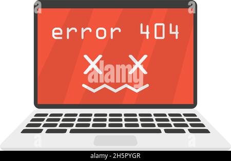 Notebook-Webfehler 404 in flacher Ausführung, Vektorgrafik Stock Vektor