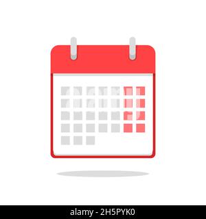 Kalenderzeit, Datum Monat Verwaltung flache Vektor Büro Konzept Illustration isoliert auf weißem Hintergrund mit Schatten Stock Vektor