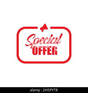 Sonderangebot dicount flaches Etikett isoliert mit Megaphon Symbol in modernen trendigen roten Farbe Stil Vektor-Illustration. Stock Vektor