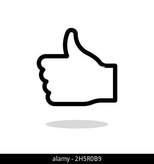 Daumen nach oben Social-Media-Vektor isoliert Zeichen, Symbol der ok Feedback Hand Geste Illustration auf weißem Hintergrund mit Schatten Stock Vektor