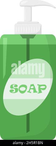Flüssigseife mit Spender in flachem Stil, Vektor Stock Vektor