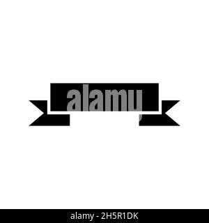 Ribbon Vektor schwarzes Symbol, Silhouette flachen Text Symbol isolierte Illustration auf weißem Hintergrund Stock Vektor