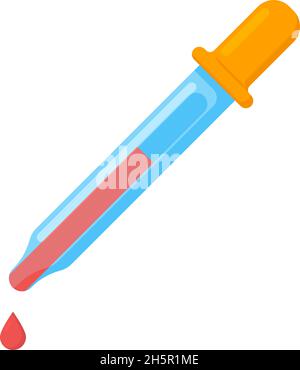 Pipette mit Blutbild auf weißem Hintergrund Stock Vektor