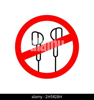 Ohrhörer Vektor-Wireless-Gerät linear Stil Symbol, Kopfhörer flach Symbol isoliert auf weißem Hintergrund Stock Vektor