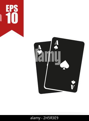 Poker-Karten-Symbol mit Schatten, flache Vektor-Illustration Stock Vektor