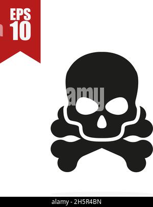 Schädel und Knochen Symbol mit Schatten, Vektor-Illustration Stock Vektor