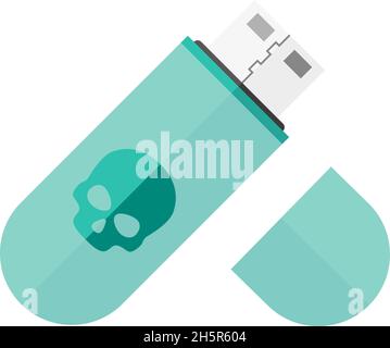 USB-Flash-Laufwerk mit einem Virus, Vektorgrafik Stock Vektor