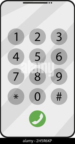 Zifferntasten auf dem Telefon im flachen Stil, Vektor Stock Vektor