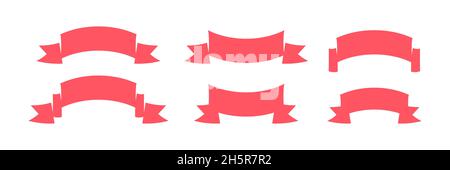 Flachband Bannerset, rote Bänder colection leere Banner modernen Stil Award Illustration Stock Vektor