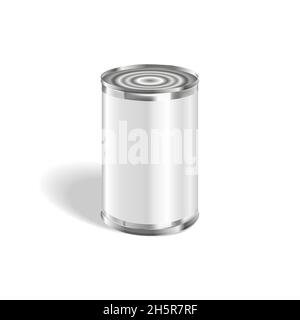 Konserven, Konserven Glas, realistische Verpackung Illustration, Vektor stiny Edelstahl-Paket kann, isoliertes Konzept. Stock Vektor