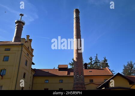 Das Kloster von Plasy, der große Komplex von Kloster, Burg und historischen Denkmälern, der 1144 von Vladislav II. Erbaut wurde Stockfoto