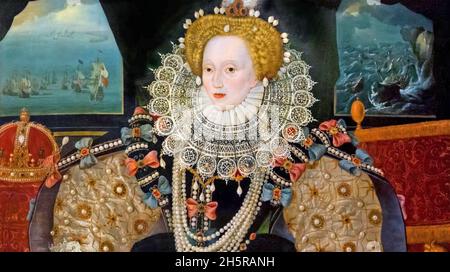 KÖNIGIN ELIZABETH 1 (1533-1603) Ein Ausschnitt des Armada-Portraits Stockfoto