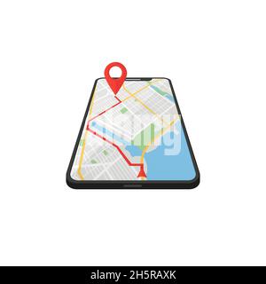 navigator-Karte im isometrischen flachen Stil des Telefons Stock Vektor